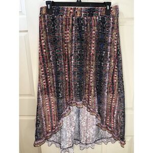 Bohemian Festival‎ Women's Skirt Hi-Lo XL Colorful Lined. Elastic Waist